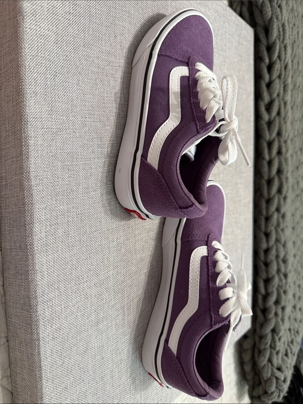 Vans Suede Purple Low-Top Sneakers with White Accents, Youth 13 Kids